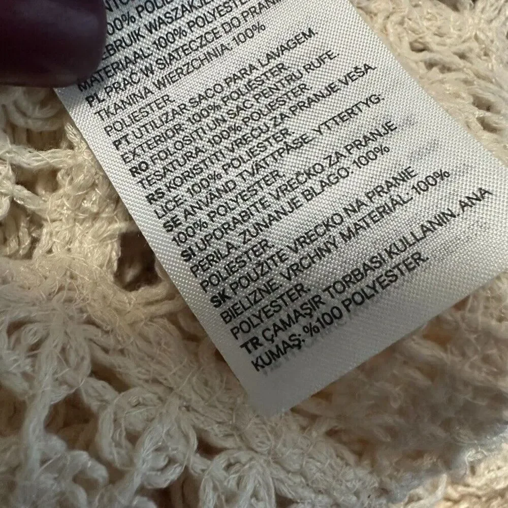 H & M Crochet Crop Top Women's XXL Cream Boho Whimsical Fairy Hippie Lightweight